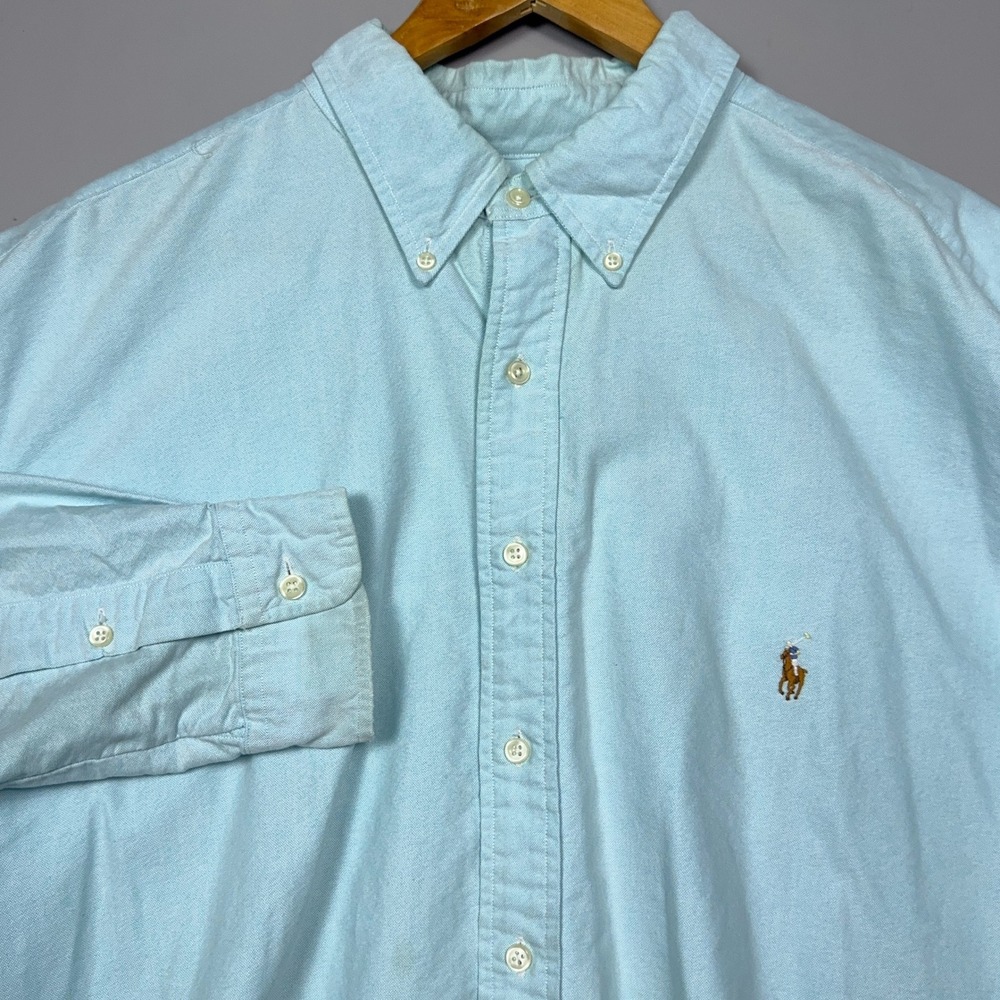 Polo Ralph Lauren Oxford Shirt Mens Size 2XB Big Light Blue Preppy Long Sleeve